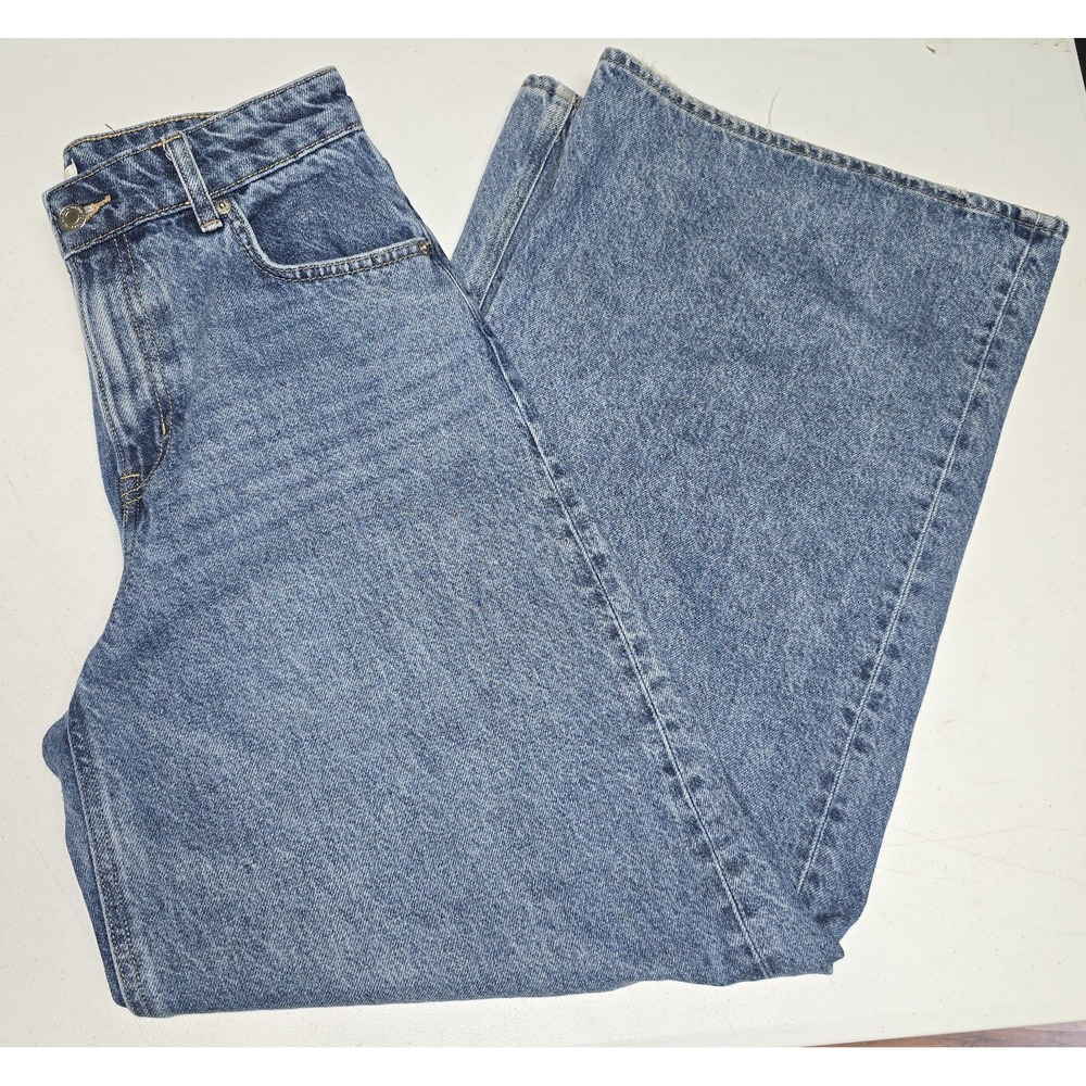 H&M High Rise Wide Leg Blue Denim Jeans Sz 6 Womens 5-Pocket 100% Cotton Boho - Picture 3 of 12
